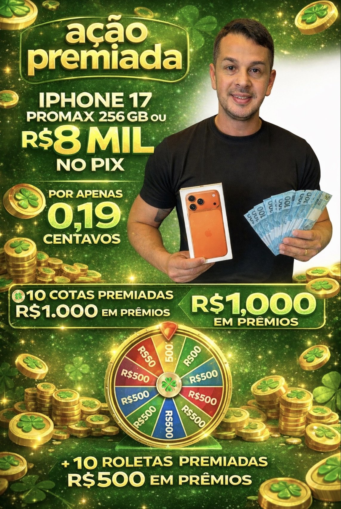 participar iPhone 17 pro max ou 8 mil no pix 